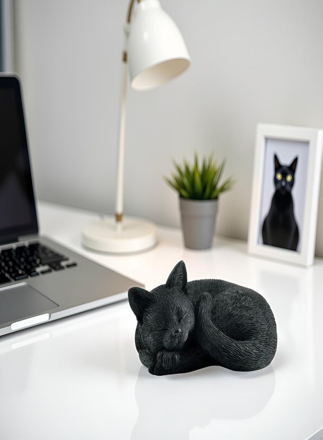JFSM INC. 3" Sleeping Black Cat Curled Up Hand Painted Mini Figurine - Image 2